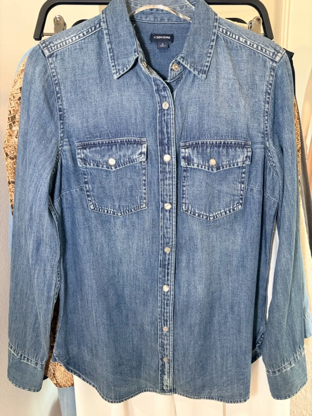 NWOT J.Crew Indigo Denim Button-Up Shirt Size 0